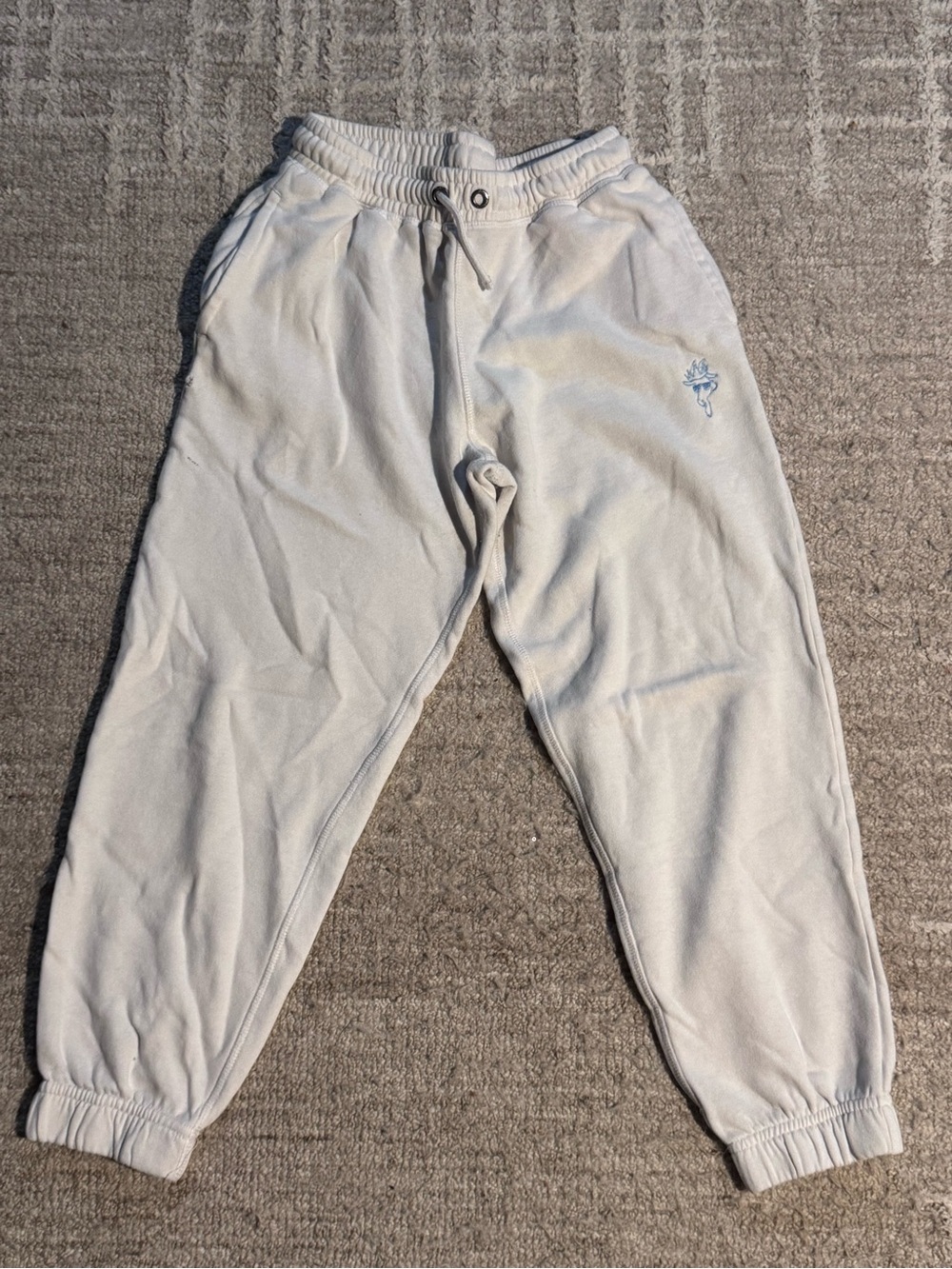 GOAT USA Light Beige Drawstring Sweatpants with Small Embroidered Logo SIZE L